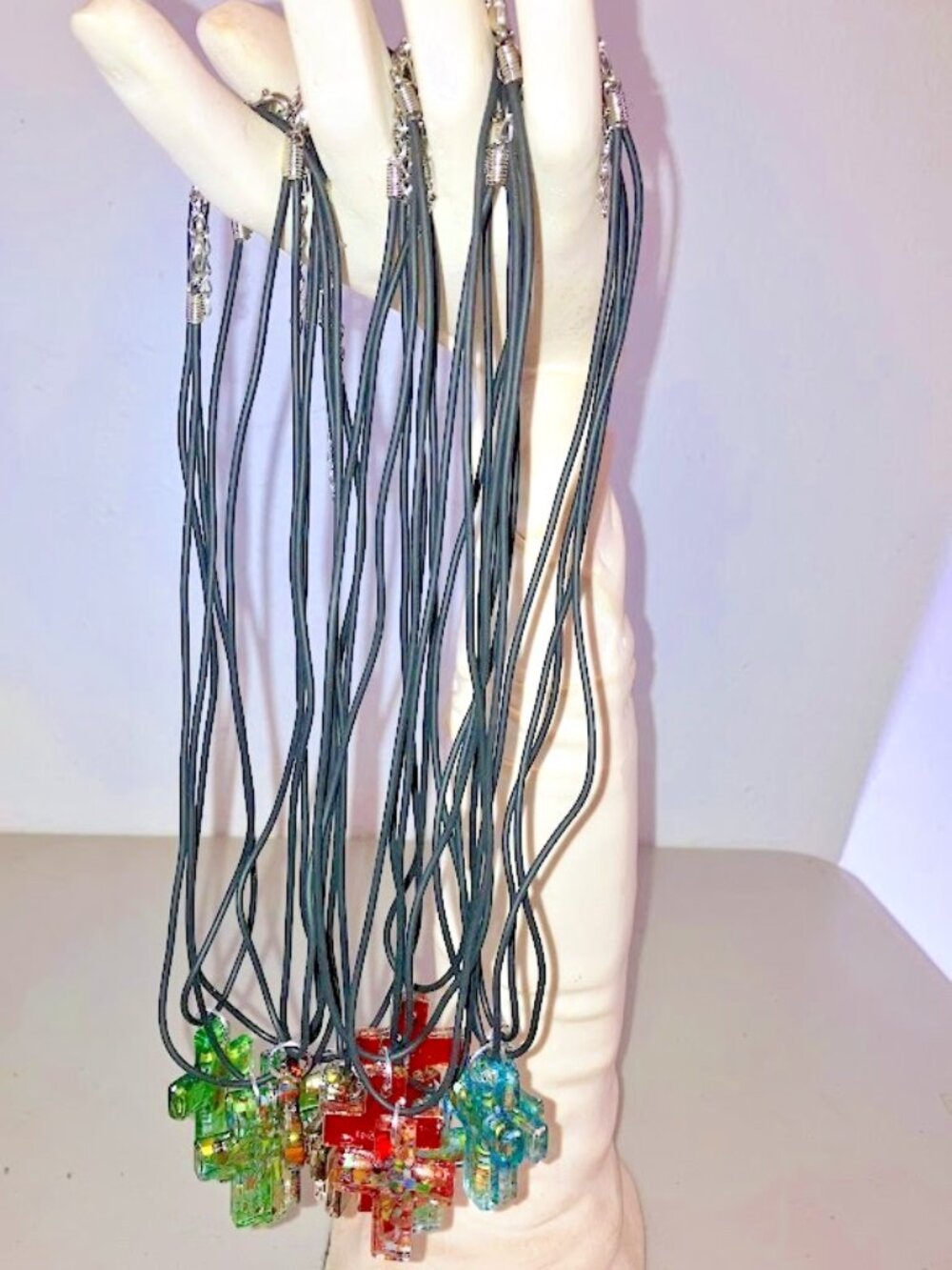 Jewelry Lot Murano Style Millefiori Glass Cross Necklace Wearable Gifts Favors